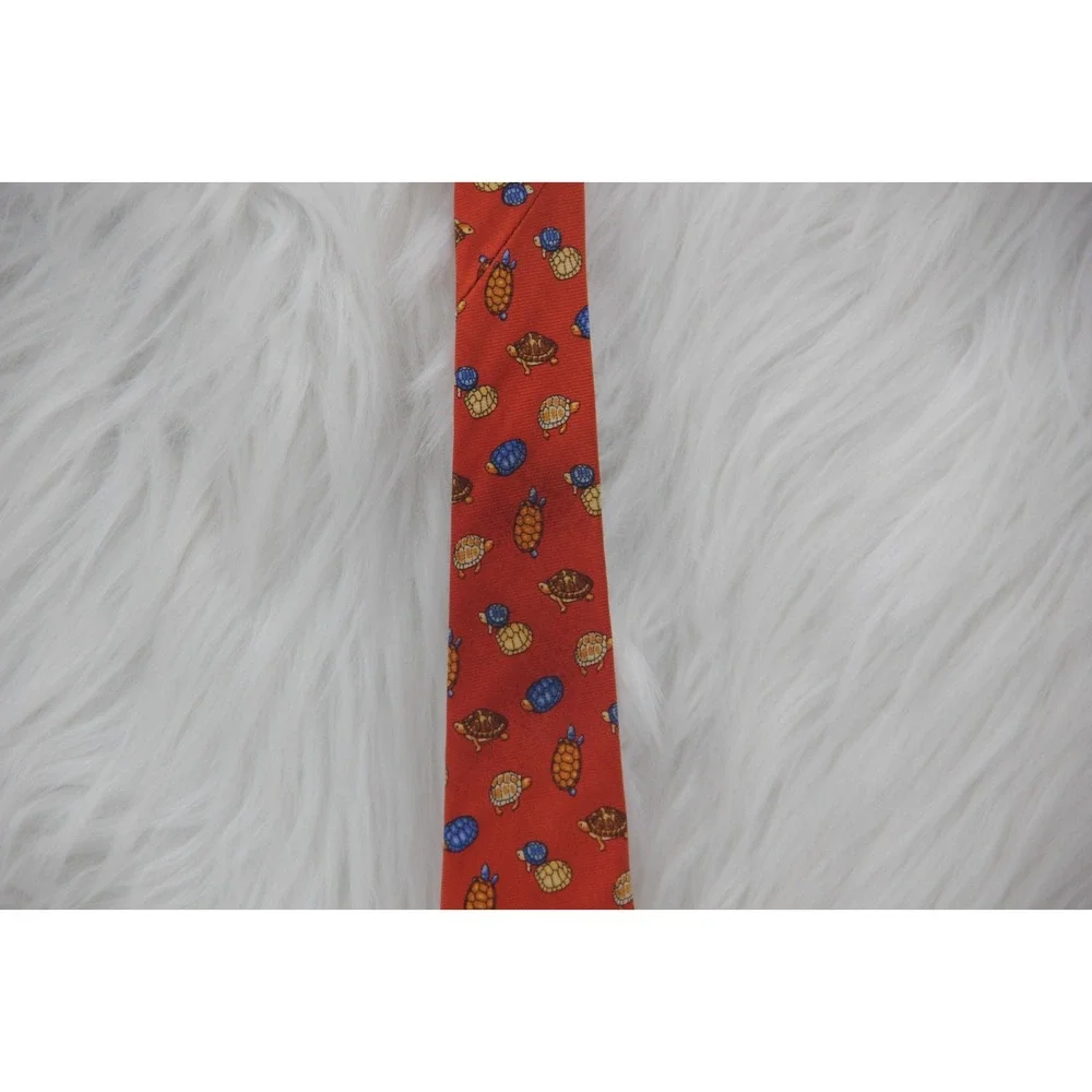 Brooks Brothers Makers Tie Orange Turtles Silk Preppy Old Money Nautical Beach